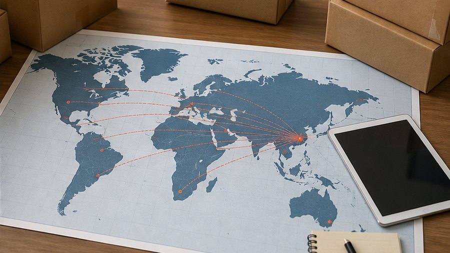 Global route planning for air freight replenishment from China