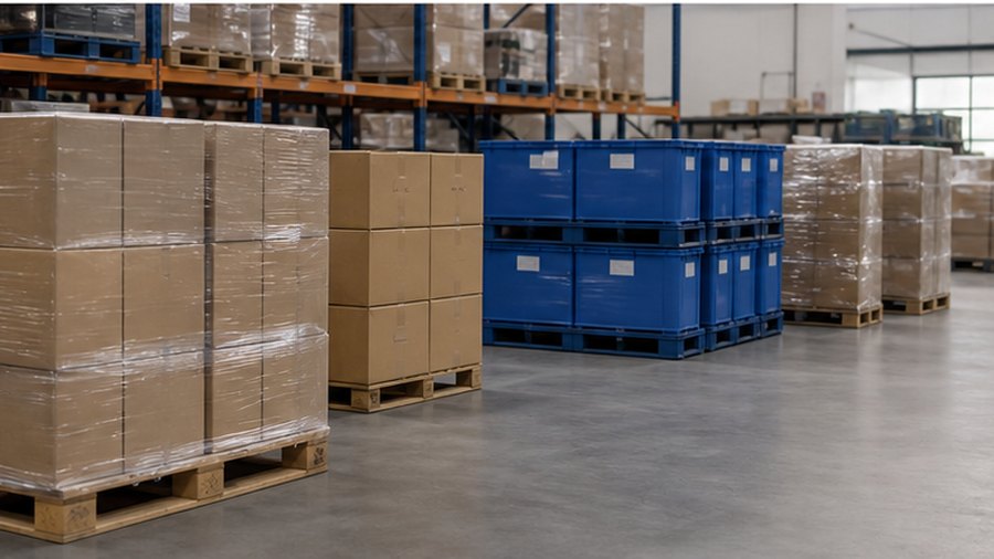 Bulk cartons and pallets prepared for freight replenishment