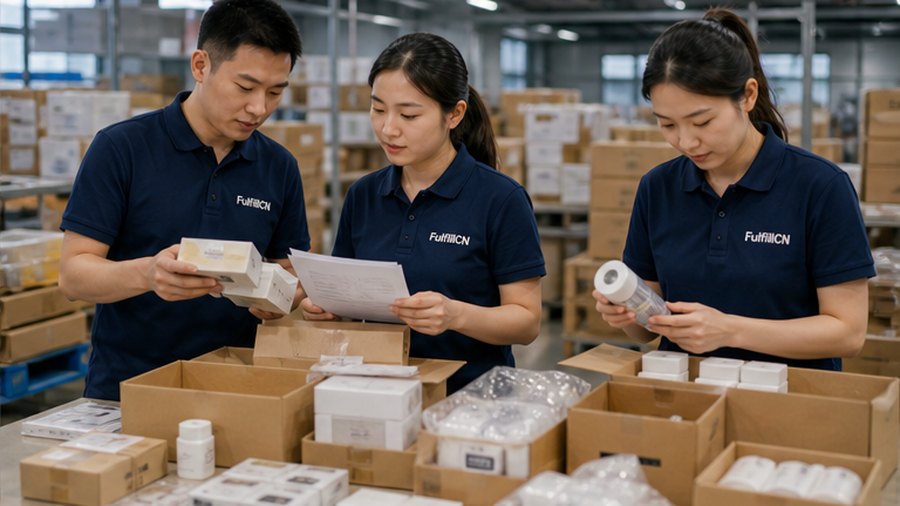 Chinese team consolidating supplier products and cartons