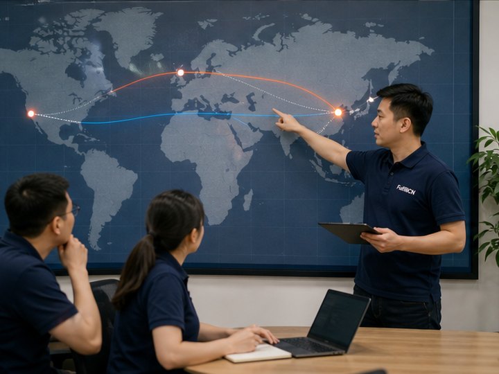 FulfillCN global planning desk preparing international fulfillment schedules