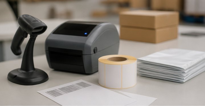 FulfillCN worker scanning an inventory item during warehouse processing